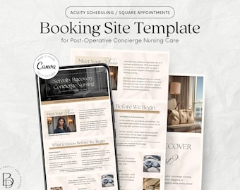 Post Operation Care Booking Site Template Square Acuity Scheduling for Cosmetic Concierge Nursing