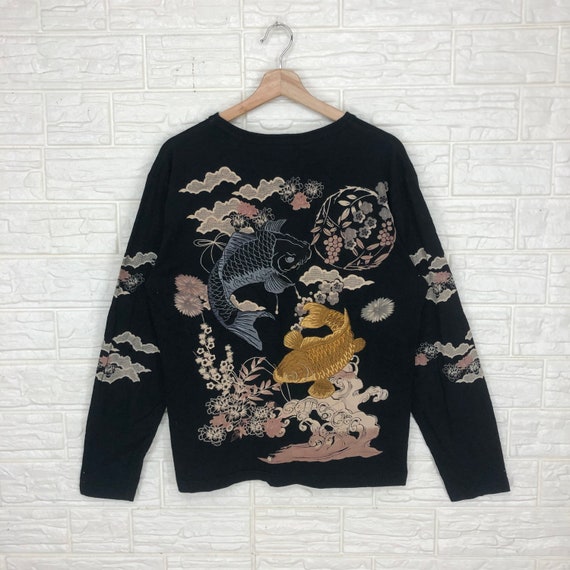 Vintage Sukajan Fish Koi Embroidered Longsleeve T-
