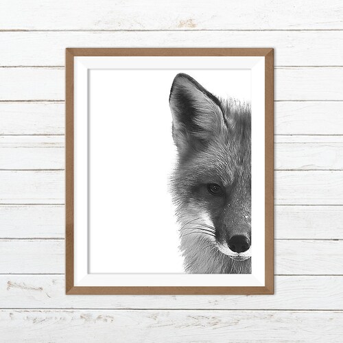 Black and White Fox Print Forest Printable Fox Printable - Etsy