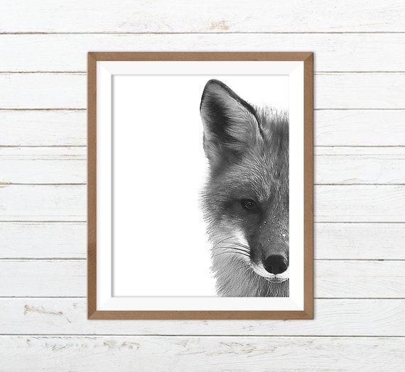 Black and White Fox Print Forest Printable Fox Printable | Etsy