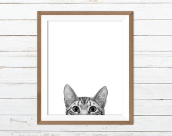 Kitten print nursery, black and white cat print