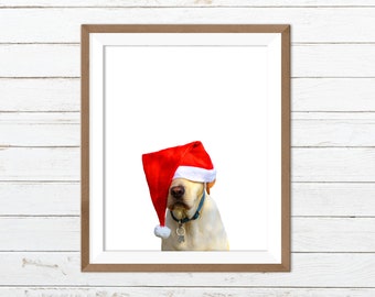 Christmas dog, dog print, dog printable, dog wall art