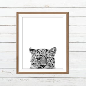 Luipaard Wall Art, Safari dieren print, zwart-wit Animal Print
