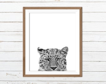 Leopard-Wand-Kunst, Safari Tier Druck, schwarz und weiß Tier Druck