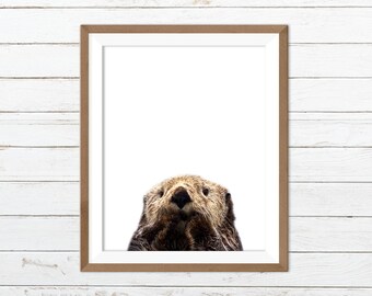 Sea otter print, nursery animal print, funny animal print