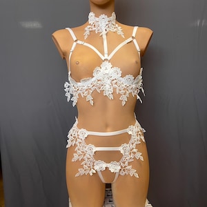 Open cupless cage bra - ORCHID |  Lace floral lingerie harness for women |  Choker necklace, Open cupless bra, Cage bralette, Underwire bra