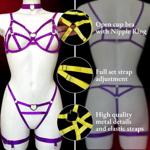 Bondage harness Cupless lingerie sex harness Chest cage harness, Plus size Crotchless panties Open cup Crotchless lingerie open crotch panty