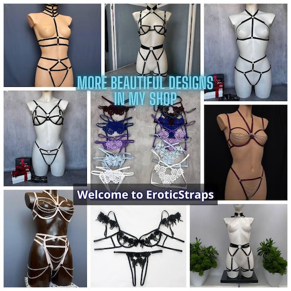Black Sexy Open Crotch Cage Cupless Bra Harness Lingerie Red Full Body Harness Lingerie - DEMURE Handmade Set in Different Colors Mature - Etsy Black Sexy Open Crotch Cage Cupless Bra Harness Lingerie Red Full Body Harness Lingerie - DEMURE Handmade Set in Different Colors Mature - Etsy