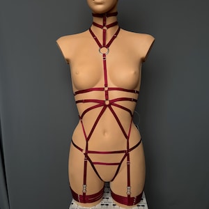 Strappy lingerie Dominatrix harness - LESYA | Handmade lingerie harness in custom sizes Different colors Mature