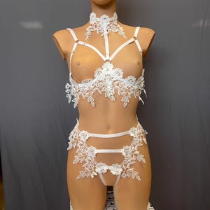Sexy Lace floral strappy lingerie - ORCHID | Custom harness for women |  Choker necklace, Open cupless bra, Cage bralette, Underwire bra