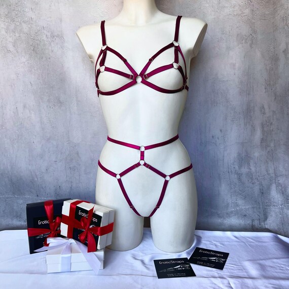 Lenceria con arnes bdsm Arnes para el trasero Arnes de cuerpo completo para mujer Arnes de pecho negro Lenceria con entrepierna abierta Bragas sin entrepierna Sujetador abierto sin copa Etsy Mexico