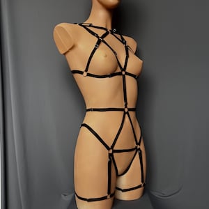 Black bondage harness - KET | Handmade lingerie harness for women and men Fetish lingerie in different colors