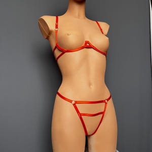 Sexy BDSM body harness Open cupless harness Crotchless panties lingerie uncensored - EXTRA | Strappy handmade lingerie in custom sizes