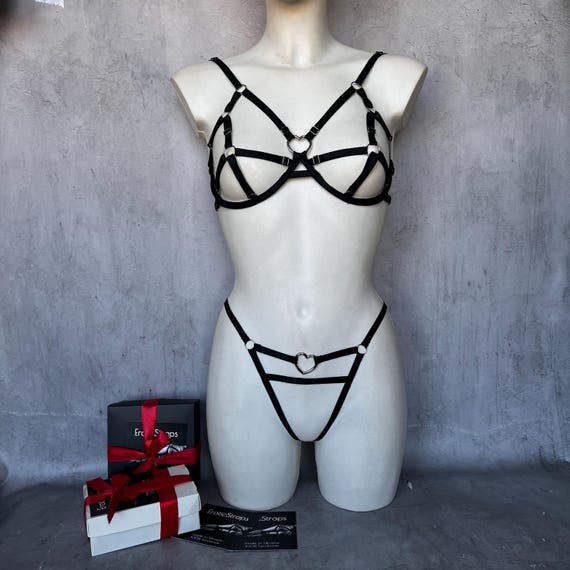 Valentine's Lingerie! Plus size harness for women Cupless cage bra for bigger bust for women Handmade lingerie harness set in custom size