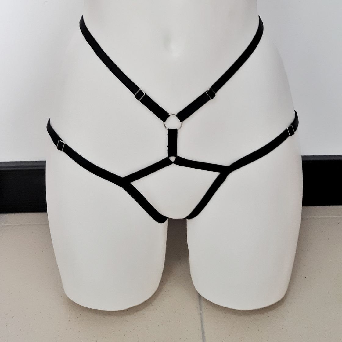 Strappy Lingerie Set NAIWE Crotchless Panties Cupless Bra Harness