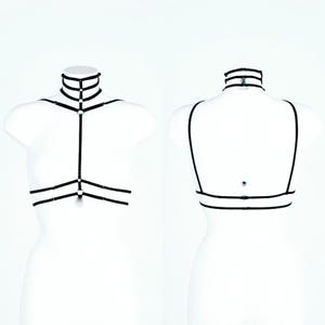 Black Sexy Cupless lingerie bra and crotchless panty set - LIA Custom size harness MATURE Free 3-4 day delivery USA Plus size bdsm body harness Transparent lingerie