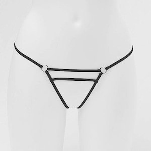 Grande vente Ensemble soutien-gorge et culotte noir à lanières Harnais de lingerie LIA fait main en différentes couleurs image 6