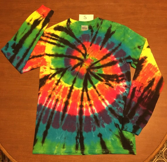 Long Sleeve Tie Dye Tshirt Rainbow Spiral TIe Dye | Etsy
