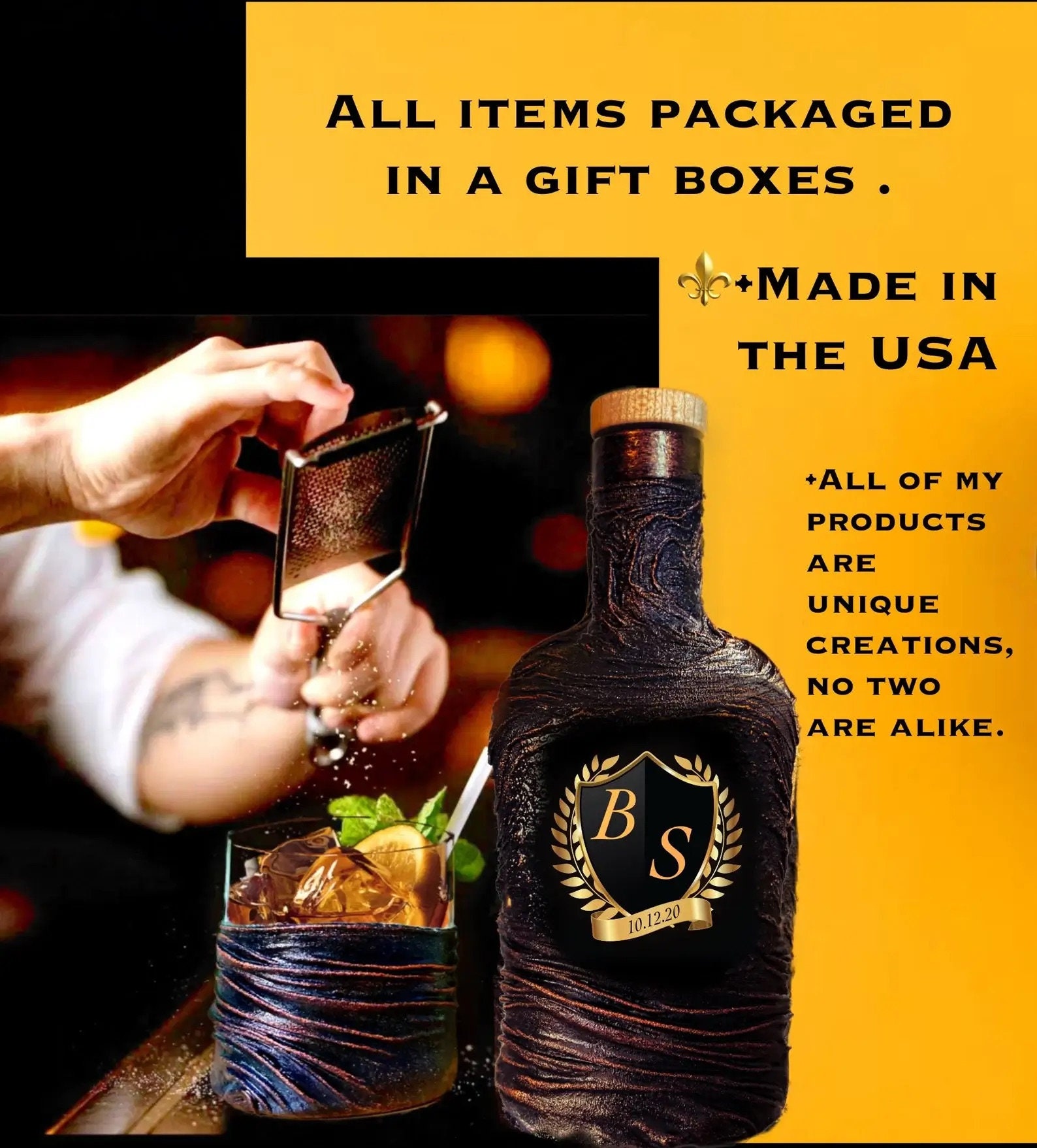 Personalized Dragon Whiskey Decanter Set With Gift Boxrock Etsy