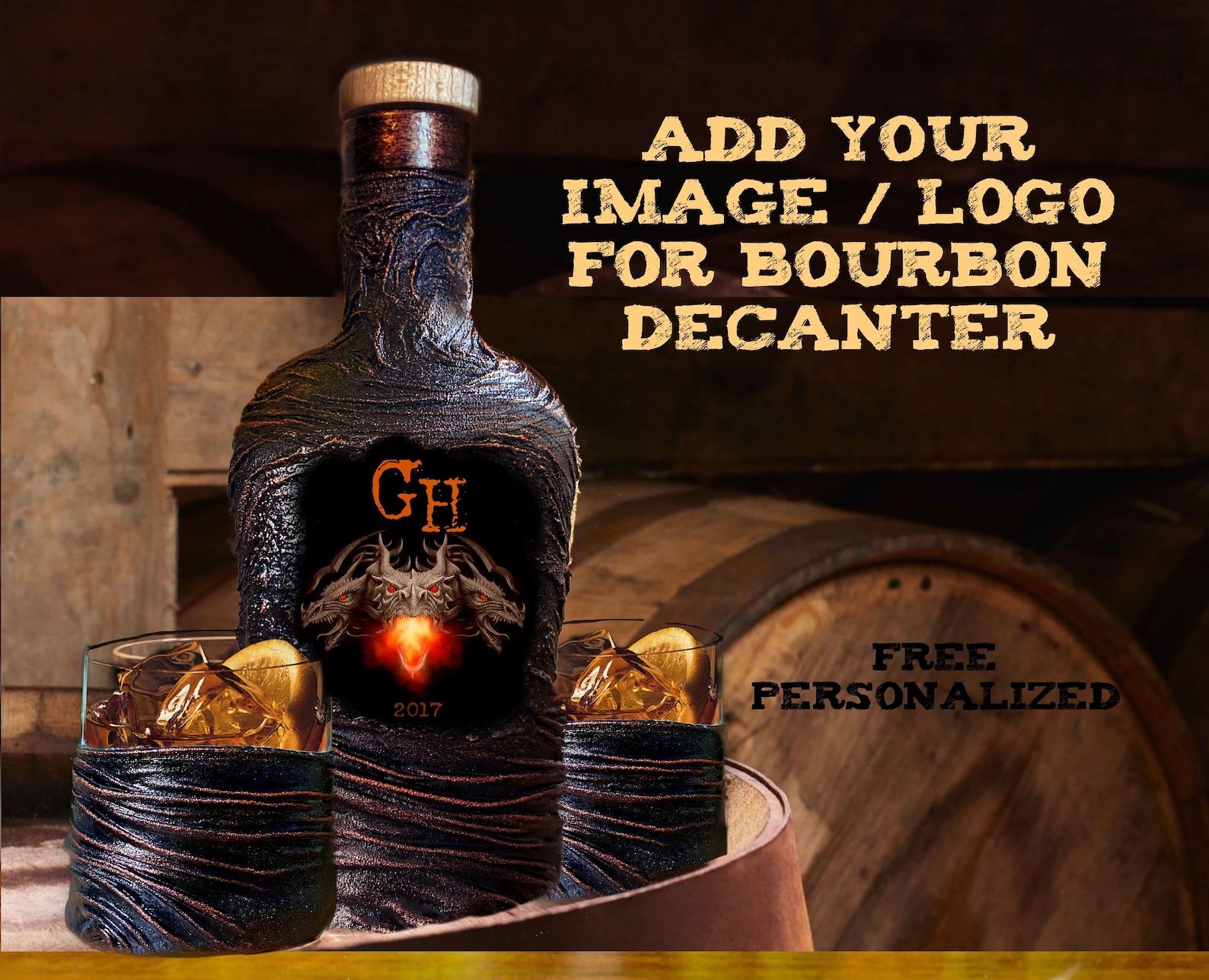 Dragon Personalized Whiskey Decanter SetAnniversary Gift Set Etsy