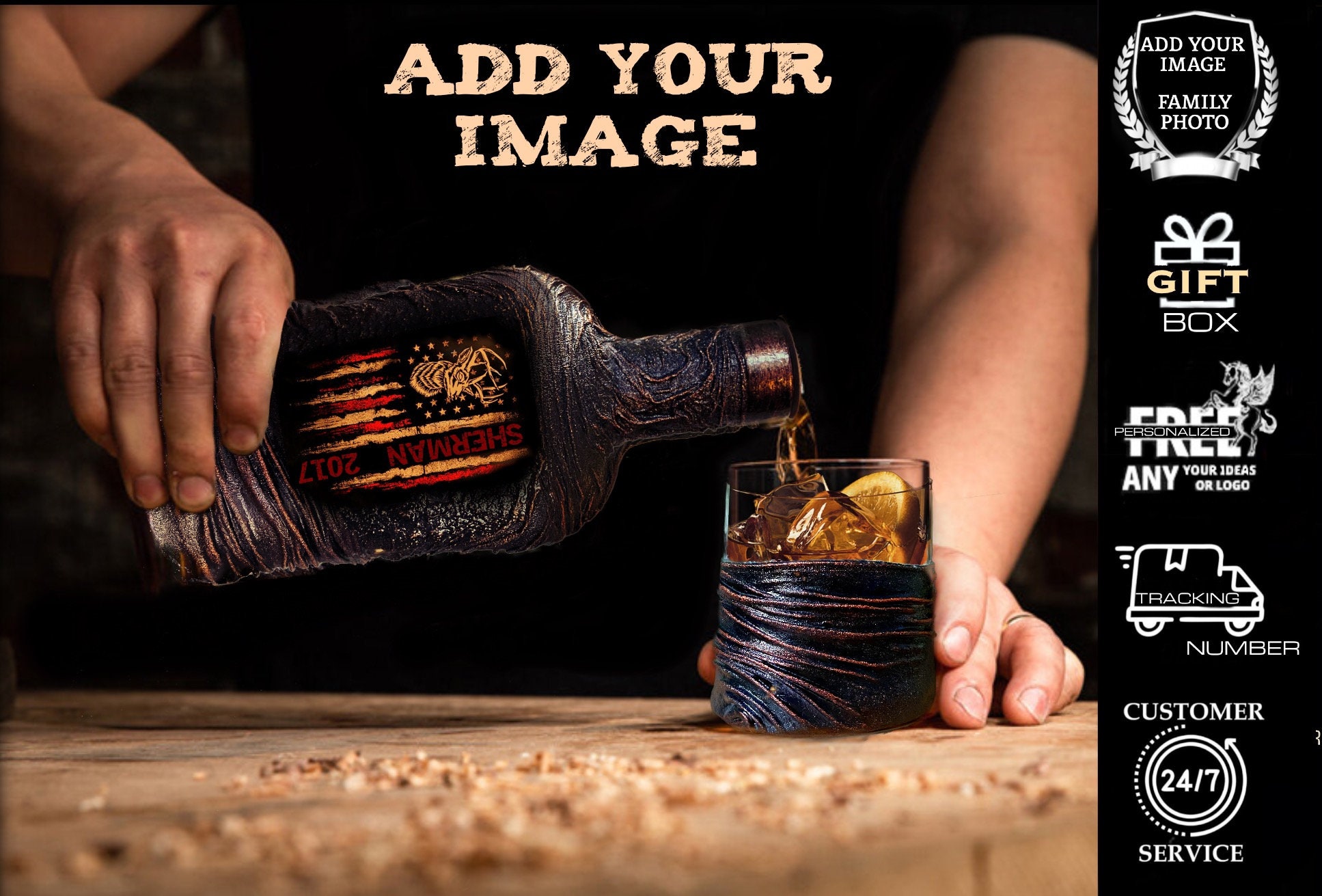 Hunting Whiskey Decanter Set with Gift BoxCustom Images Etsy