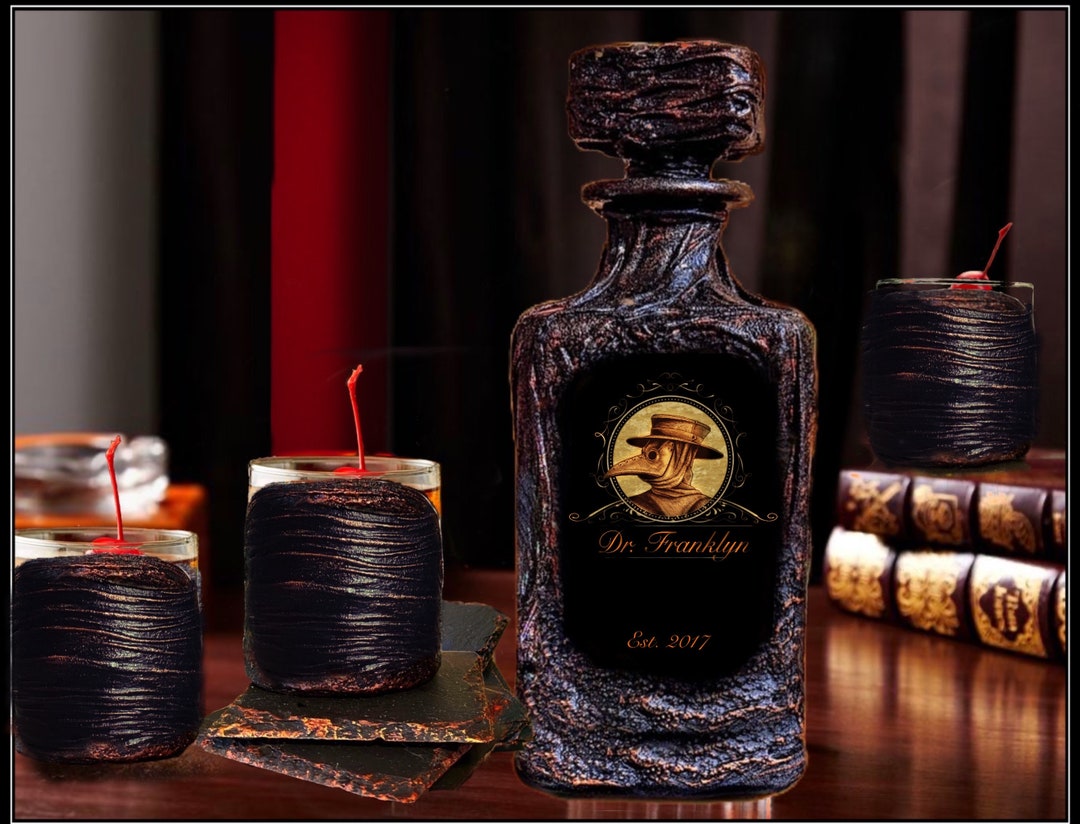 Plague Doctor Whiskey Personalized Decanter Set With Gift Etsy