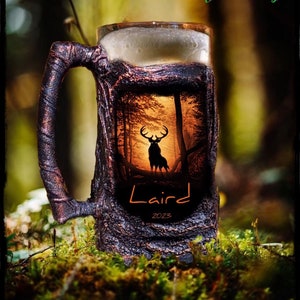 Hunting Personalized Beer Mug & Funny Apron for Man/Gift Ideas for Beers Lovers with Gift Box/Customized Hunters Home Bar/Unique Lava Design