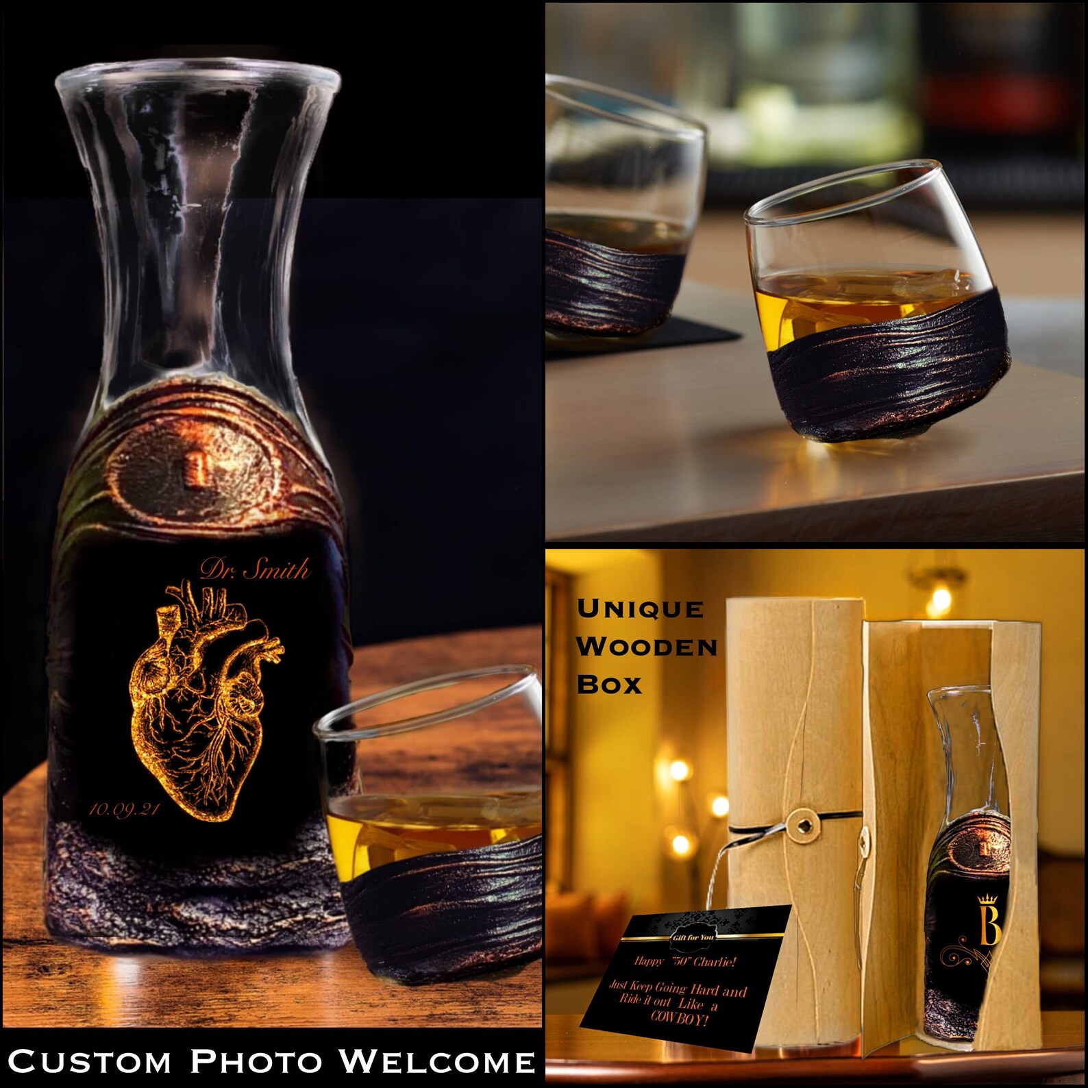 Personalized Doctor Whiskey Decanter Set With Gift Boxmd Etsy