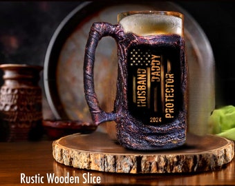 Ensemble de chopes à bière personnalisées : ardoise photo personnalisée, cadeau de départ en retraite