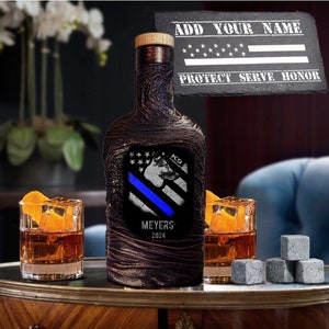 Personalized K-9 Police Officer Whiskey Decanter Set: Home Bar Gift