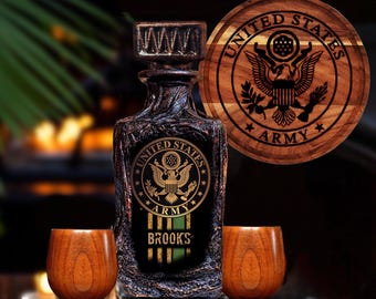 Decantador de whisky del ejército de EE. UU. personalizado: regalo para veteranos