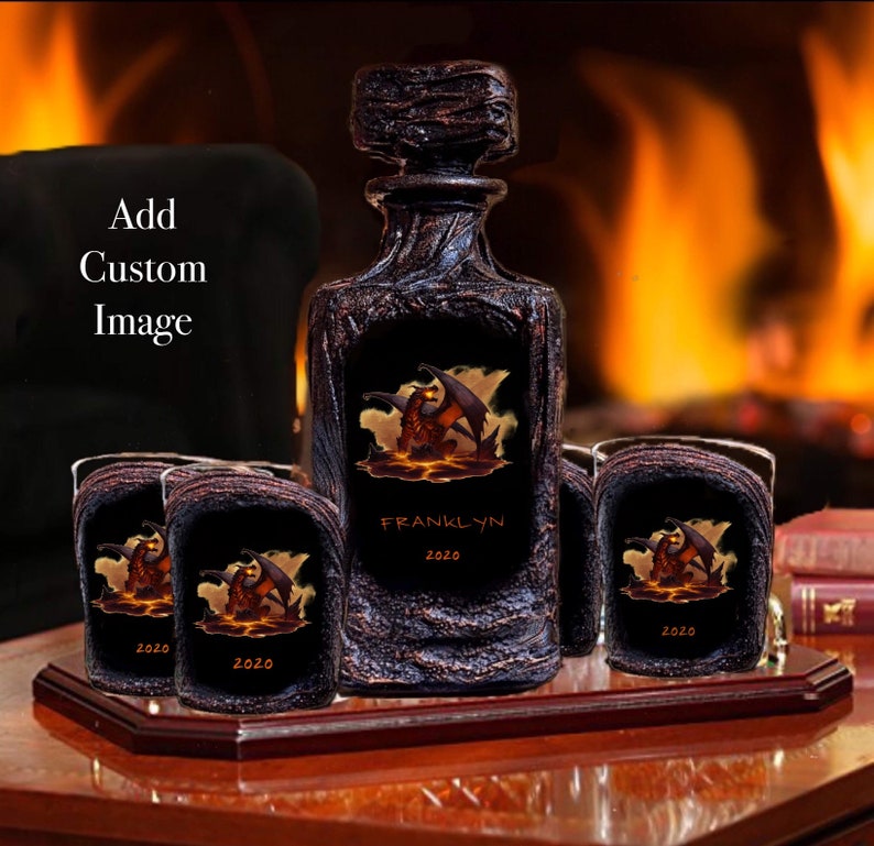 Dragon Personalized Whiskey Decanter SetAnniversary Gift Set Etsy