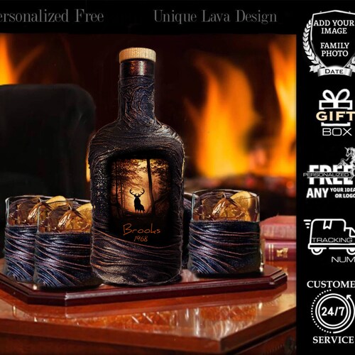 Hunting Personalized Whiskey Decanter Set With Gift Etsy