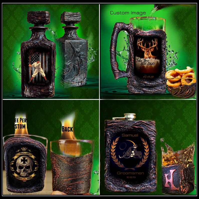 Wolf Personalized Whiskey Decanter Set With Gift BoxHunting Etsy