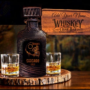 Personalized Chicago Football Whiskey Decanter Set: Custom Liquor Barware Gift