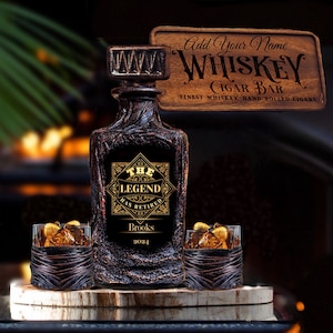 Personalized Retirement Whiskey Decanter Set with Gift Box/Unique Lava Design Bourbon New Home Bar/Customized Monogram Liquor Gift Men Ideas