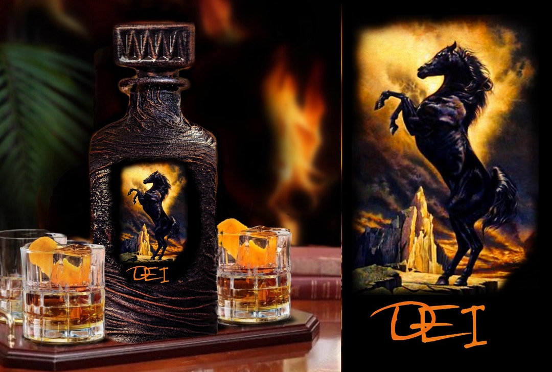 Customized Horse Cowboy Western Liquor Husband Decanter Set With Gift