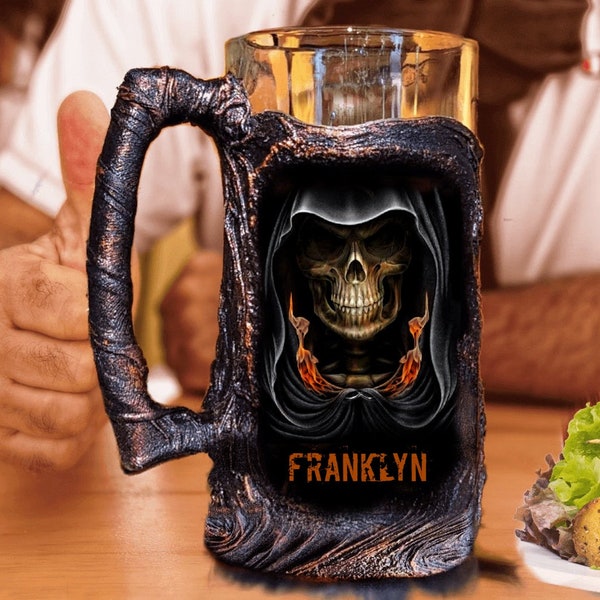 Halloween Skeleton Coffee Mug Resin Beer Stein Mug Tankard