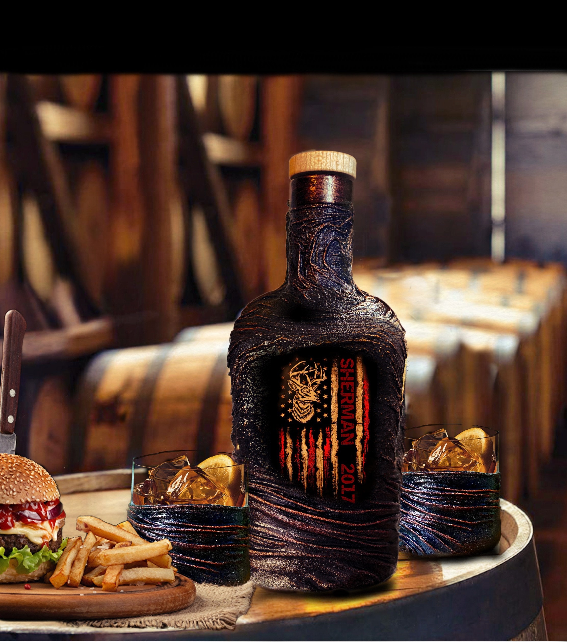 Hunting Whiskey Decanter Set with Gift BoxCustom Images Etsy