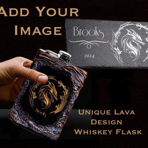 Personligt set med drakewhiskyflaskor: Skifferbricka med anpassad bild, presentask med sprit
