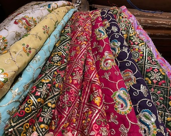 Silk Banarasi Full Embroidery Skirt Long Bollywood Skirt for Women and girls