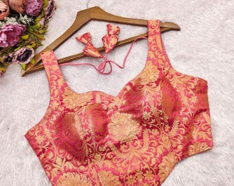 Sweet heart neck Banarasi blouse For Lehenega and Saree, Padded Stich Top