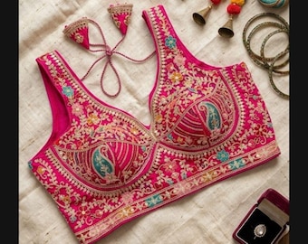 Heavy and Elegant embroidery blouse  handcrafted velvet latest  women blouse for gift and saree