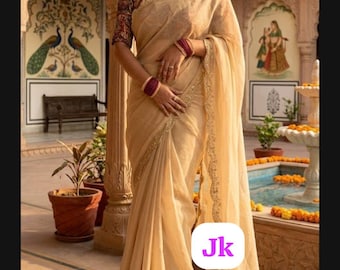 Two tone Jimmy Chuu  Art Silk Saree for women Fall Piko free NO stich blouse