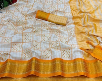 Pure cotton silk  Saree for women Fall piko free