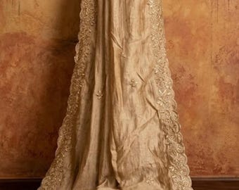 Punjabi style solid cut Work Biege  Dupatta Women For Garba And Fancy Parties and chaniya choli