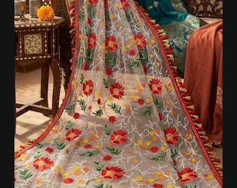 Handmade Net Handwork Full Embroidery Dupatta For Women