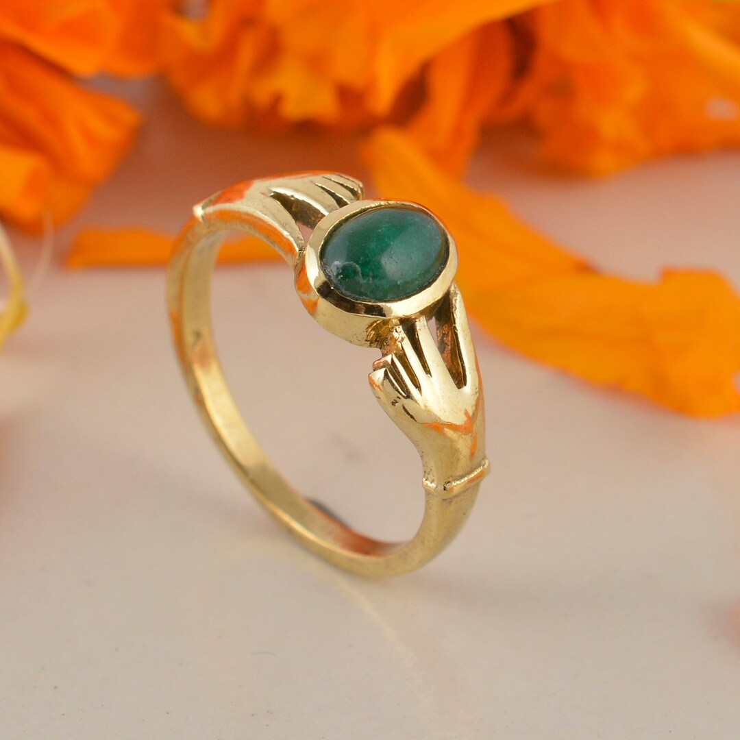 Green Onyx Ring 18k Gold Gemstone Ring Natural Handmade Etsy