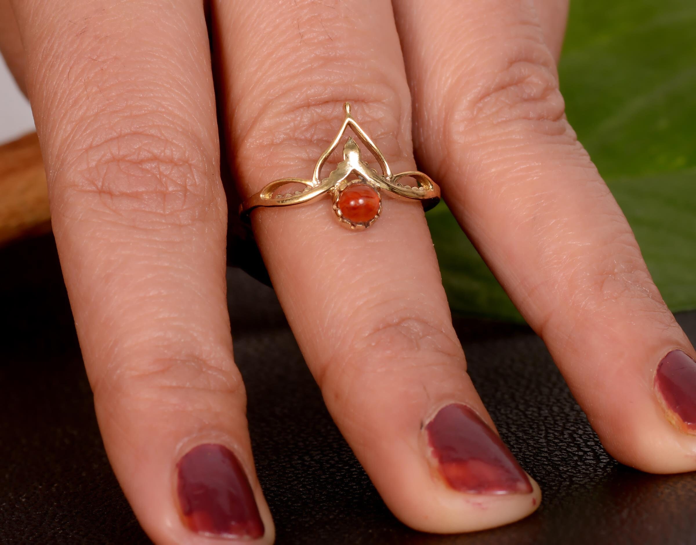 14K Gold Natural Carnelian Ringsilver Carnelian Ring Etsy
