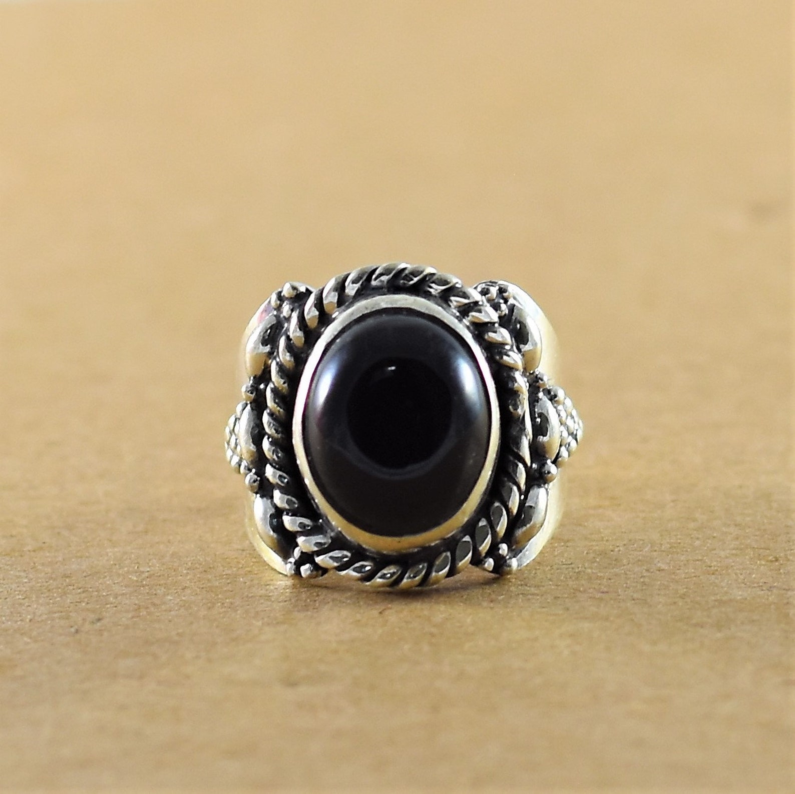 Black stone ring-black ring-handmade ring-jewelry ring-925 | Etsy
